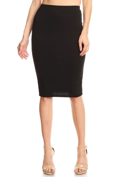 Elizabeth Solid Knee High Waist Pencil Skirt