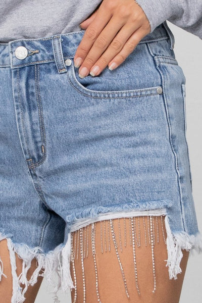 RHINESTONE DENIM SHORTS