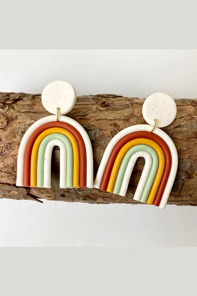 Rainbow Polymer Clay Earrings