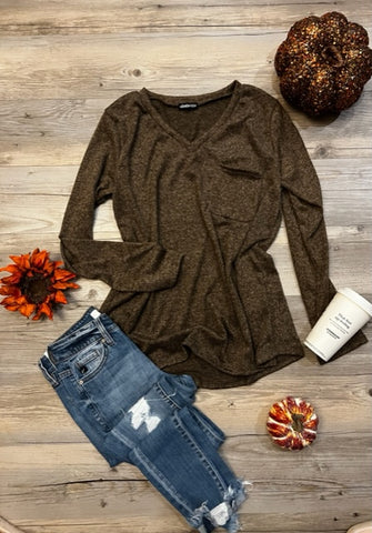 Lightweight V-Neck Mocha Sweater