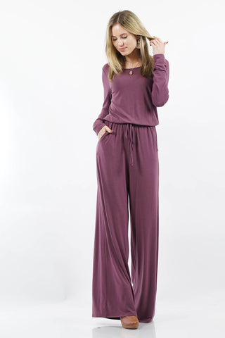 Long Sleeve Jumpsuit With Back Keyhole Opening