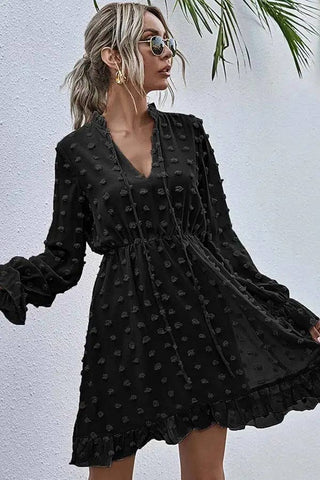 Tres Chic Swiss Dot Long Sleeve Dress