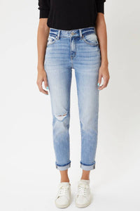 KanCan High Rise Distressed Mom Jean The "Donna"