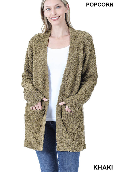 Long Sleeve Popcorn Cardigan with Pockets