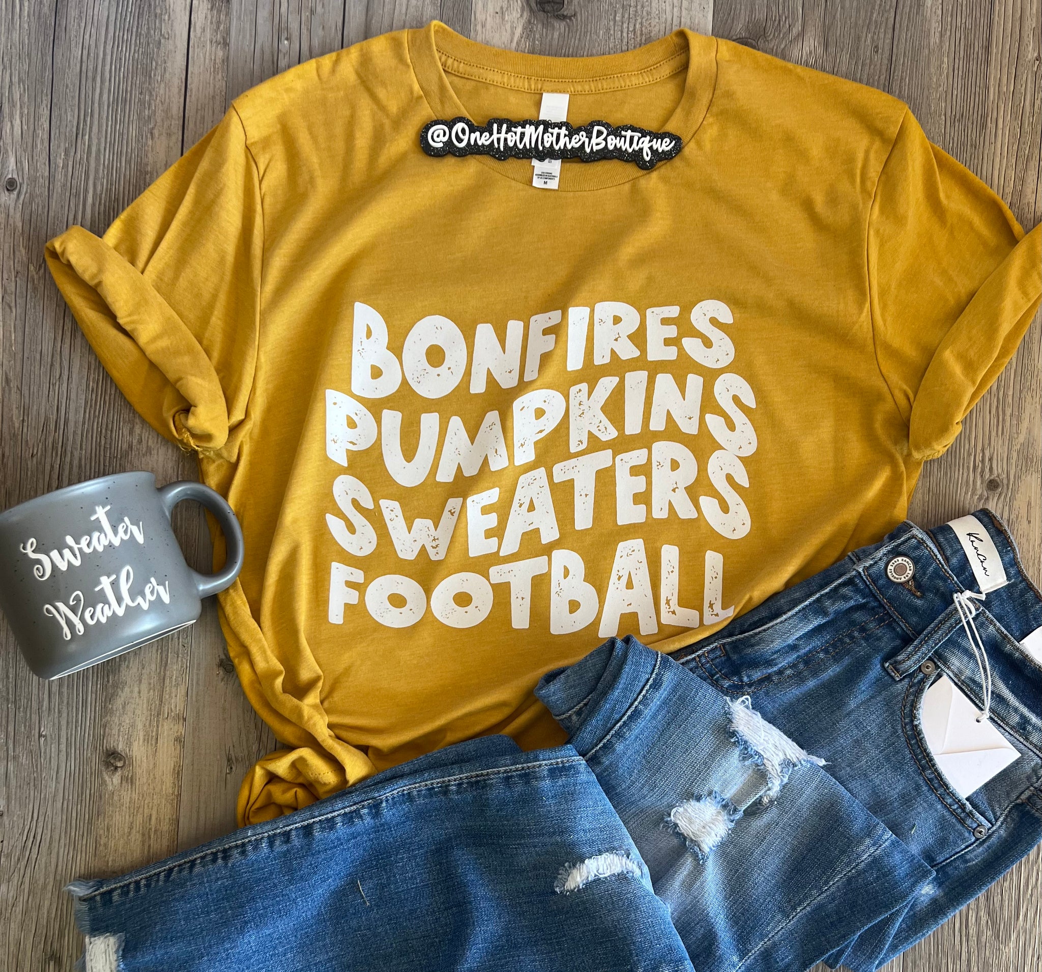 Bonfires, Pumpkins, Sweaters, Football T-Shirt