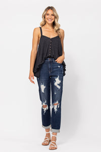 Judy Blue Boyfriend Fit Distressed Dark Wash Jean